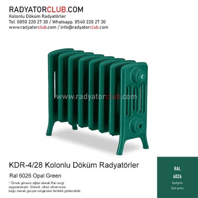 Kdr-4-28 Kolonlu Ayaklı Döküm Radyatör, Ral 6026 |  8 Kolon Kdr-4-28 Kolonlu Ayaklı Döküm Radyatör, Ral 6026 |  8 Kolon